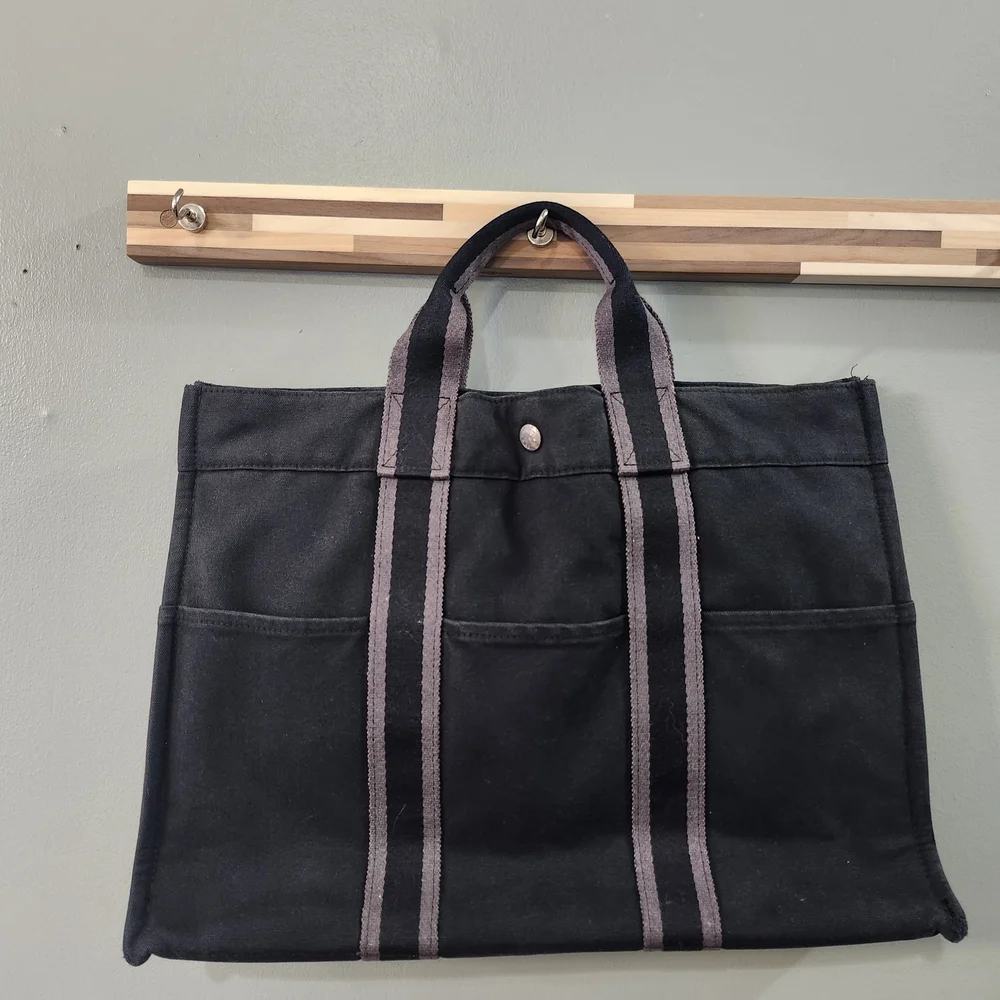 Hermes Paris Fourre Tote Navy with Gray Stripes - Picture 1 of 12